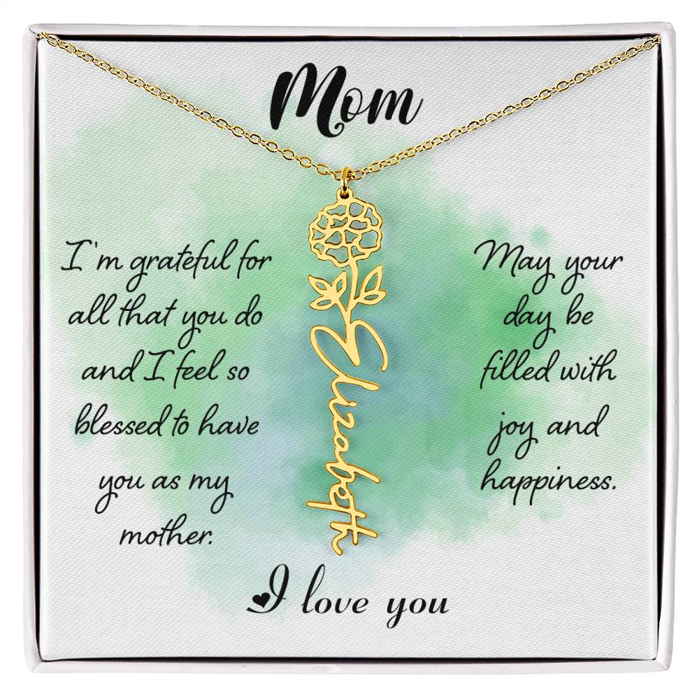 Mom - Flower Name Necklace