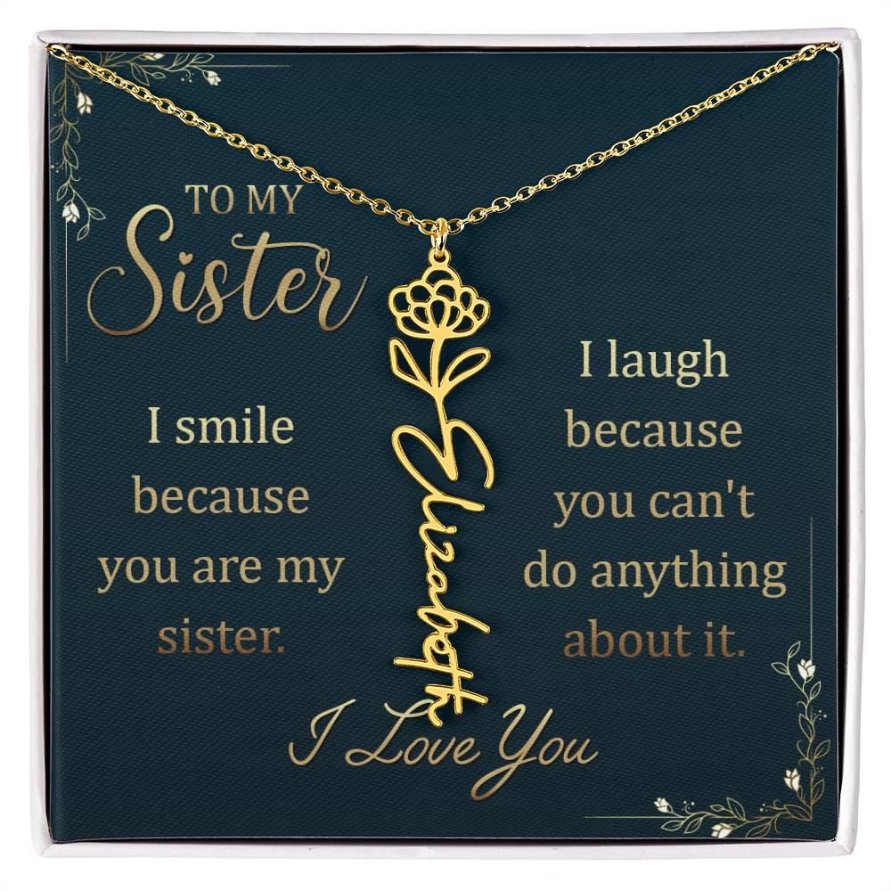 To My Sister - Flower Name Necklace