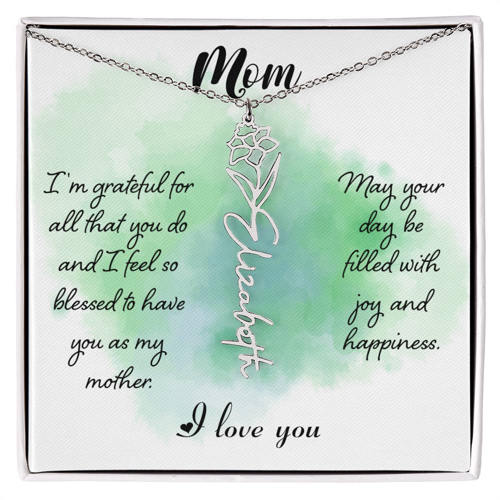 Mom - Flower Name Necklace