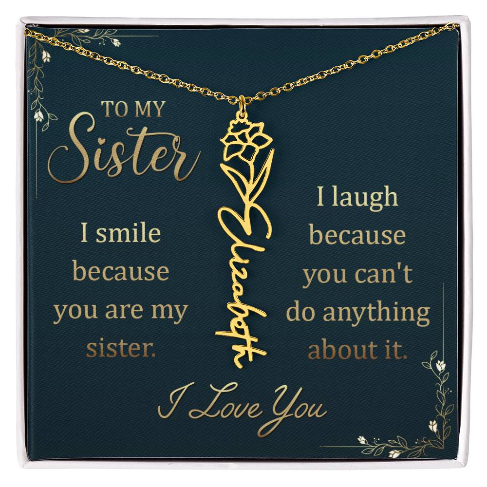 To My Sister - Flower Name Necklace