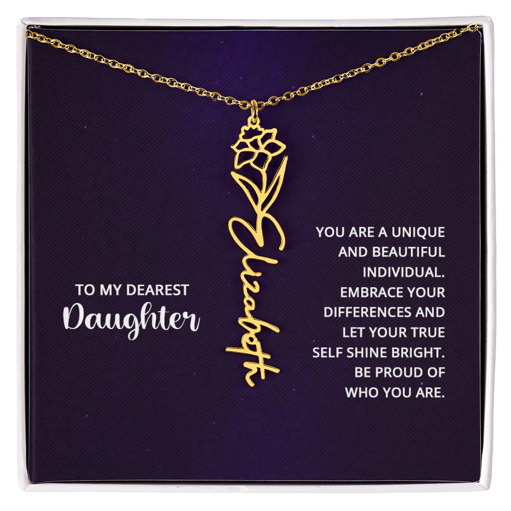 To My Dearest Daughter - Flower Name Necklace