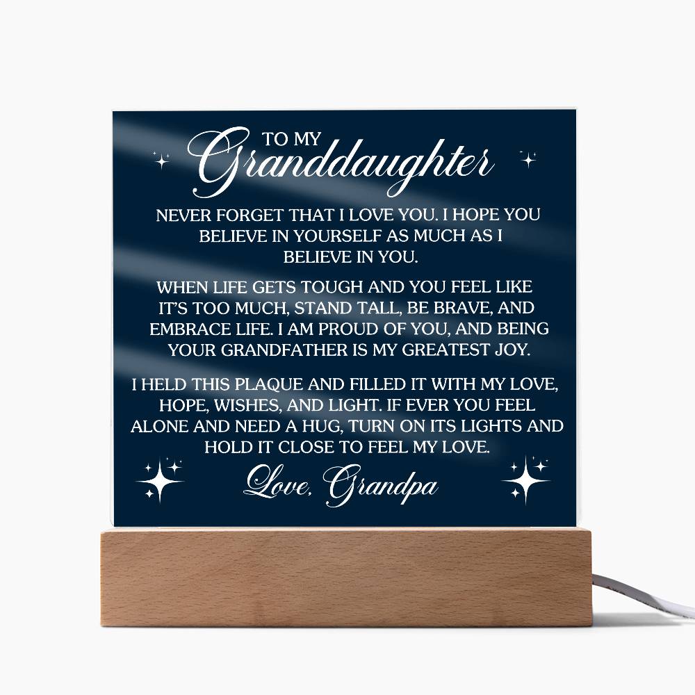 To My Granddaughter - Acrylic Square Plaque