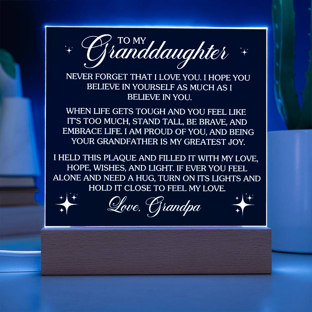 To My Granddaughter - Acrylic Square Plaque