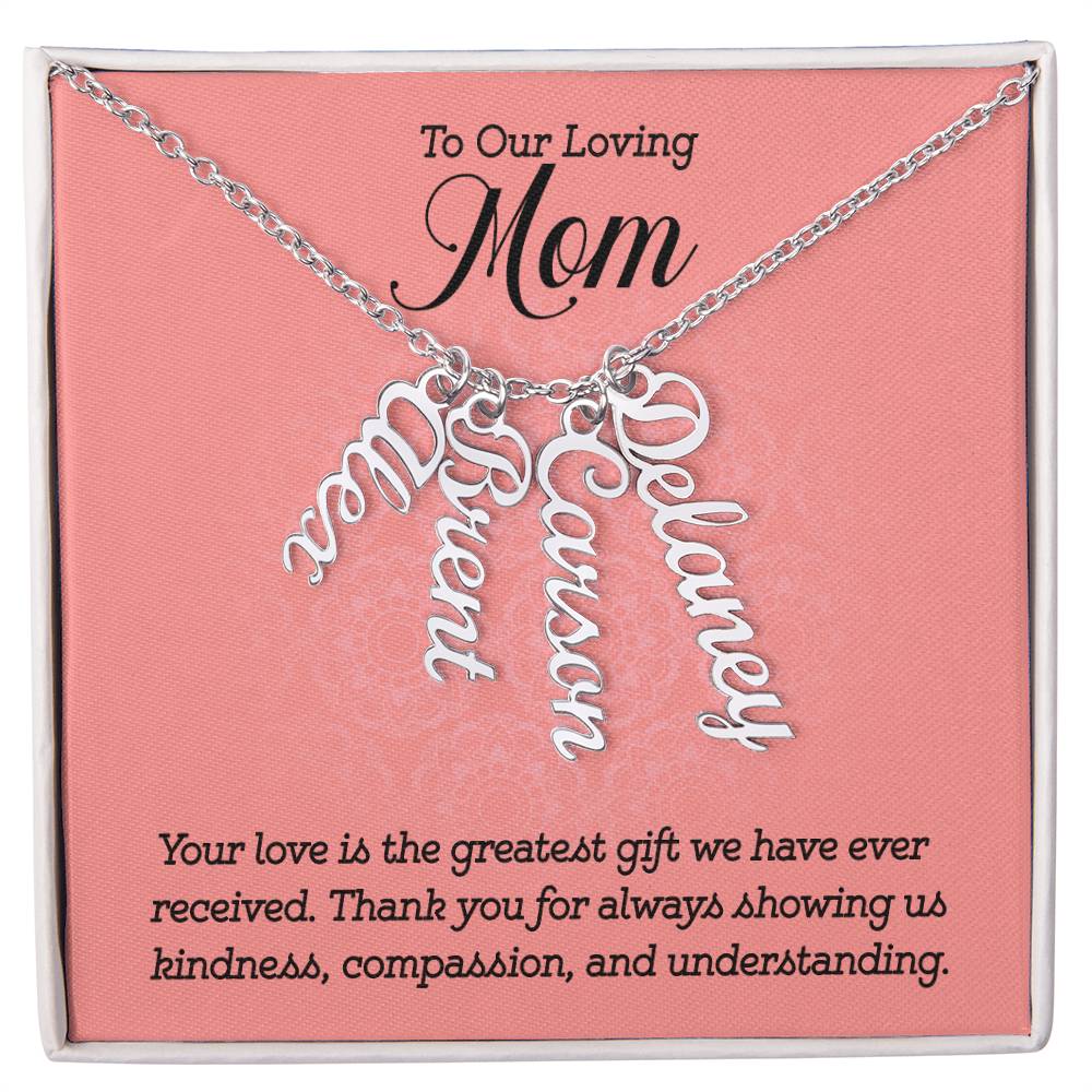 To Our Loving Mom - Multi Vertical Name Necklace