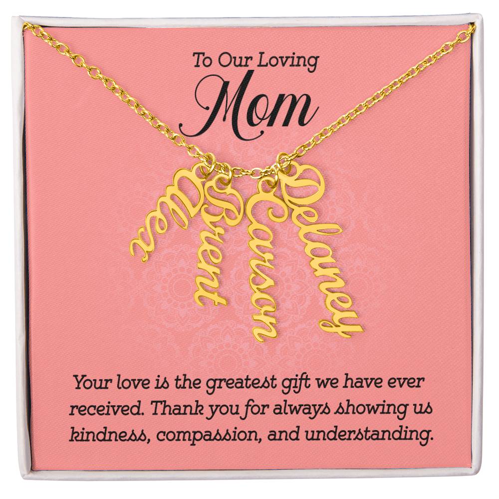 To Our Loving Mom - Multi Vertical Name Necklace