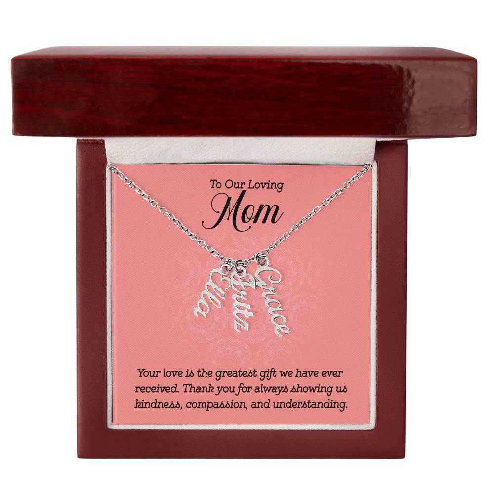 To Our Loving Mom - Multi Vertical Name Necklace