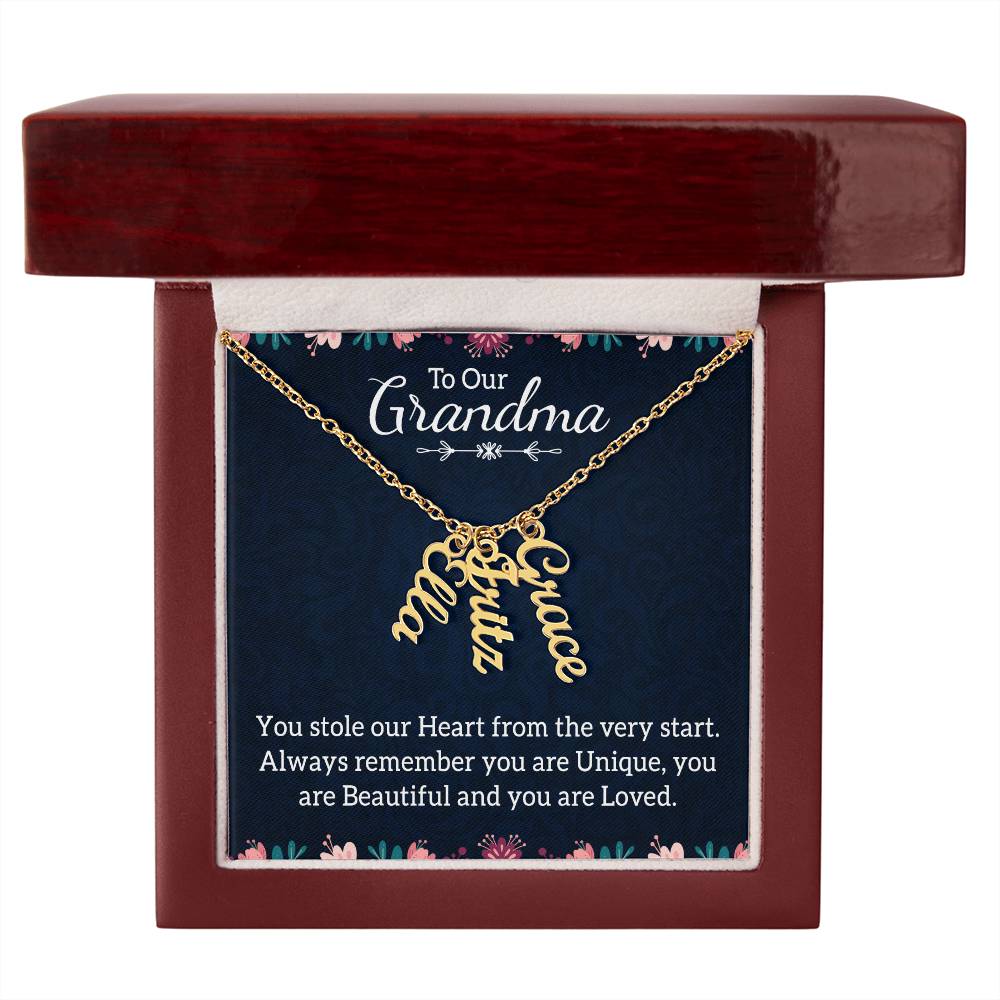 To Our Grandma - Multi Vertical Name Necklace