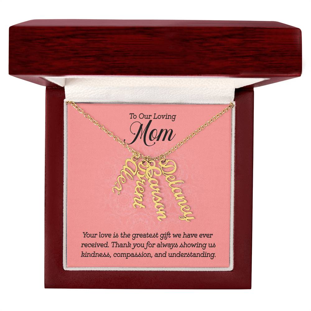 To Our Loving Mom - Multi Vertical Name Necklace