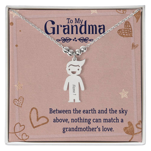 To My Grandma - Engraved Kid Charm Necklace