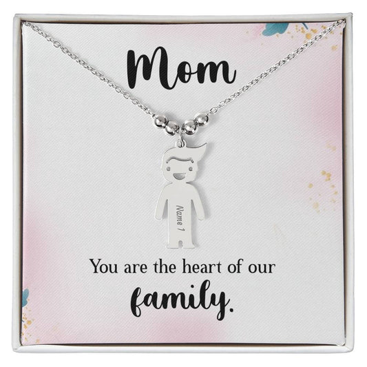 Mom - Engraved Kid Charm Necklace