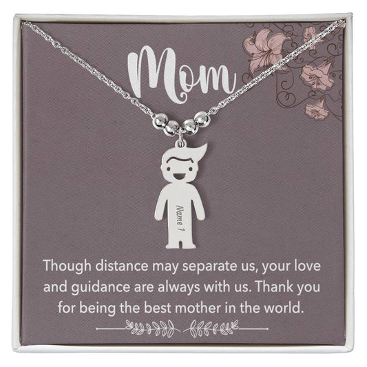 Mom - Engraved Kid Charm Necklace