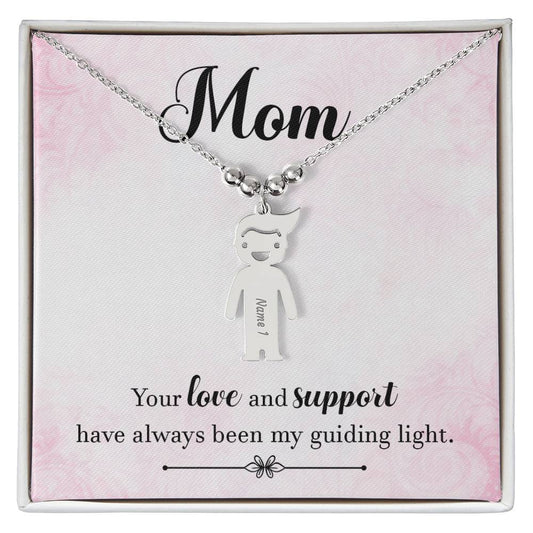 Mom- Engraved Kid Charm Necklace