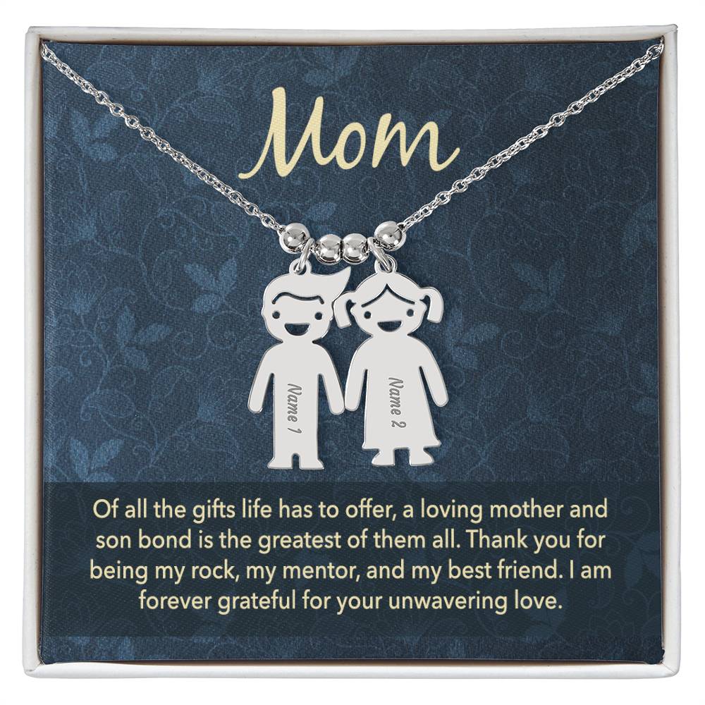 Mom - Engraved Kid Charm Necklace