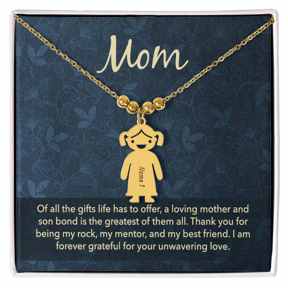 Mom - Engraved Kid Charm Necklace