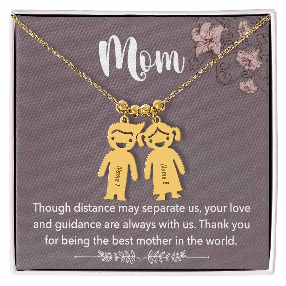 Mom - Engraved Kid Charm Necklace