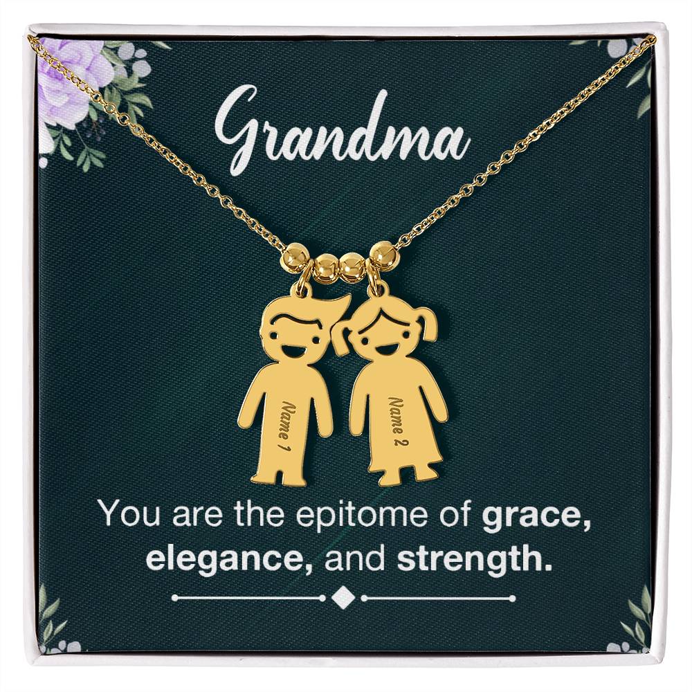 Grandma - Engraved Kid Charm Necklace