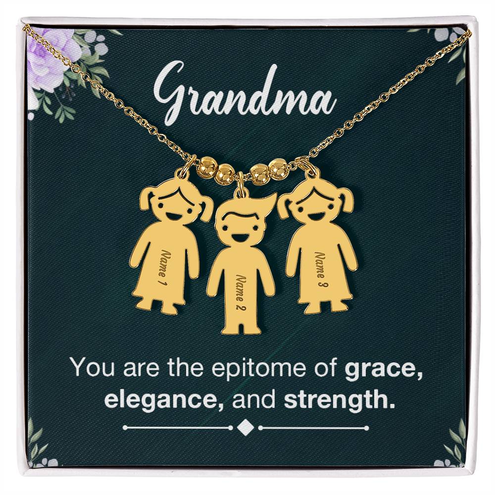 Grandma - Engraved Kid Charm Necklace