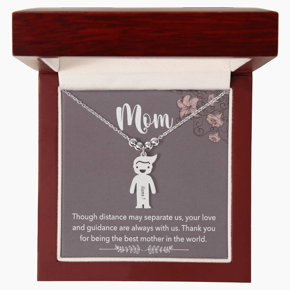 Mom - Engraved Kid Charm Necklace