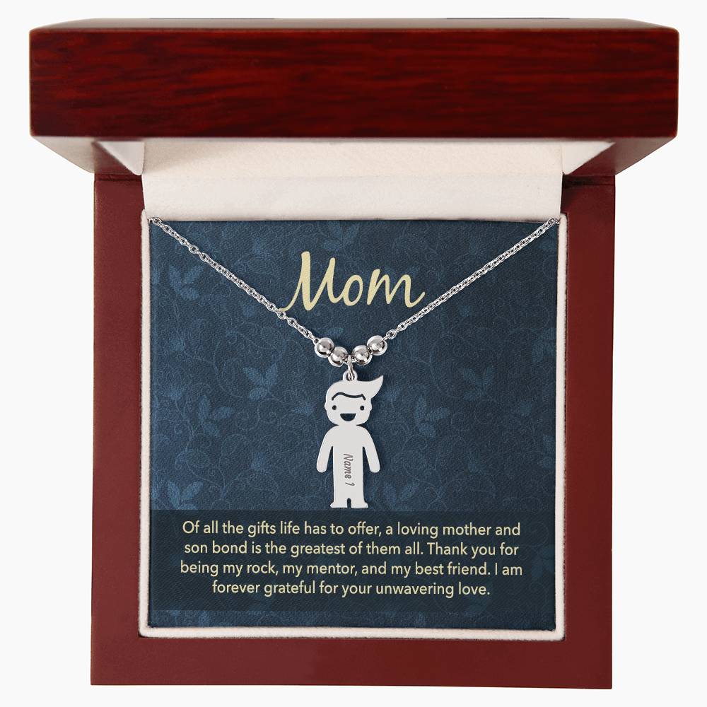 Mom - Engraved Kid Charm Necklace