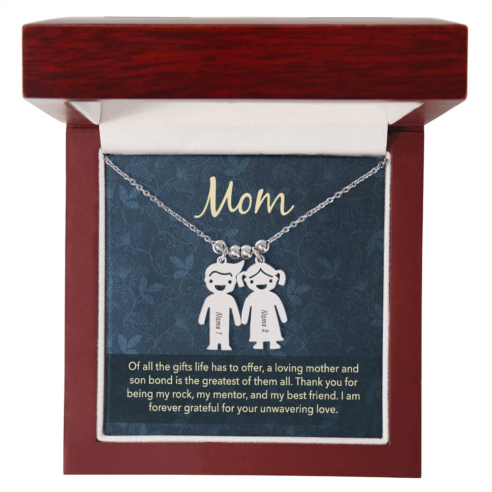 Mom - Engraved Kid Charm Necklace