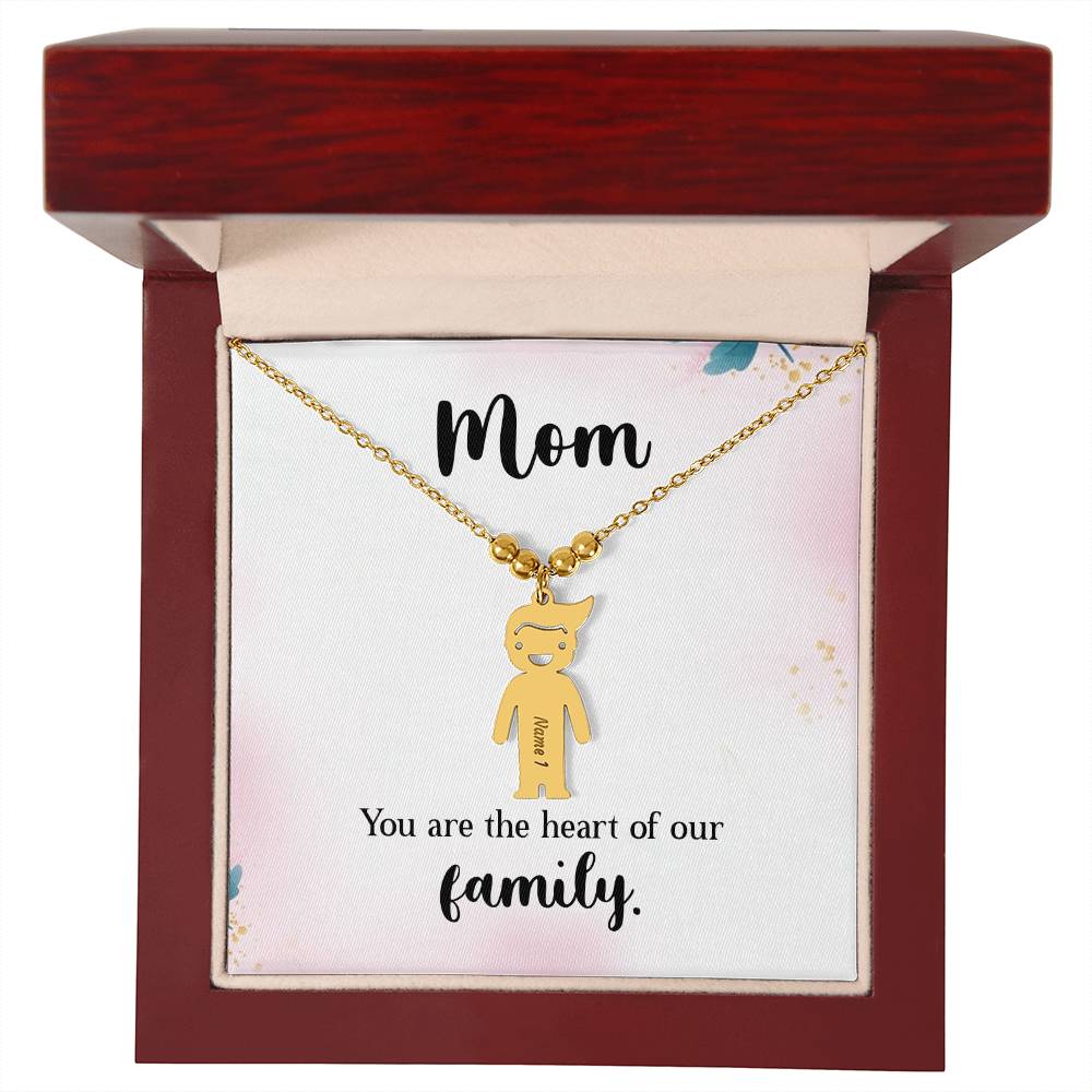 Mom - Engraved Kid Charm Necklace