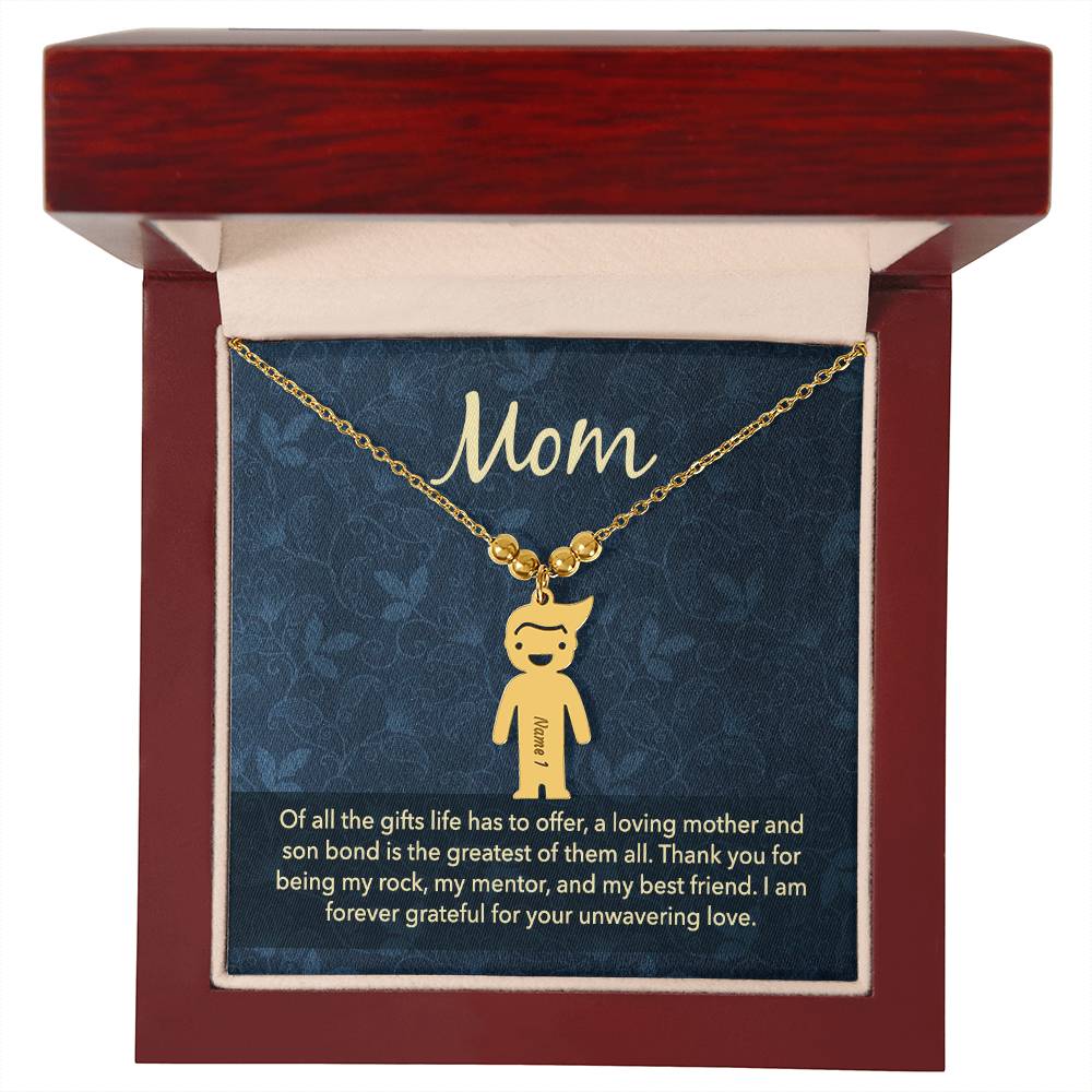 Mom - Engraved Kid Charm Necklace