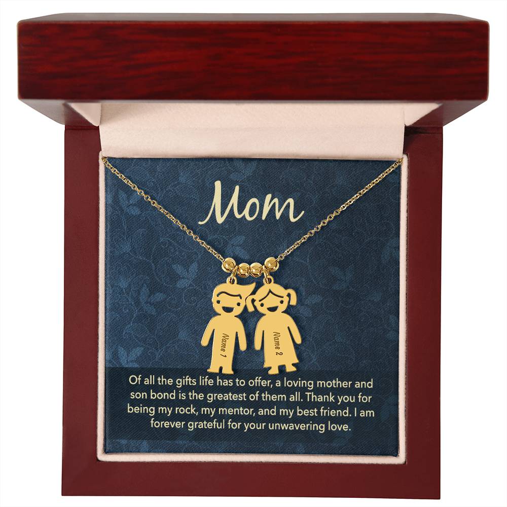 Mom - Engraved Kid Charm Necklace