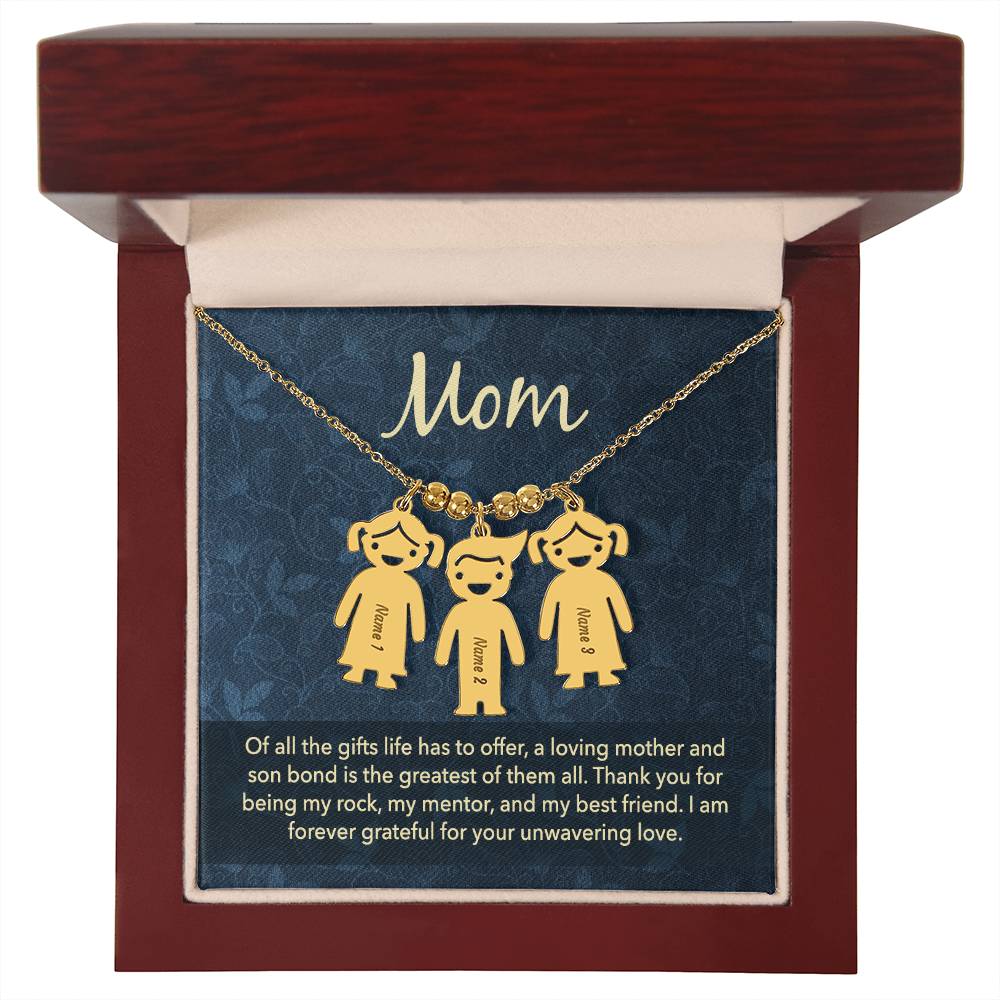 Mom - Engraved Kid Charm Necklace