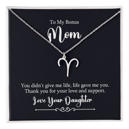 To My Bonus Mom - Zodiac Symbol Necklace