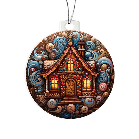 Candy Cottage - Acrylic Christmas Ornament