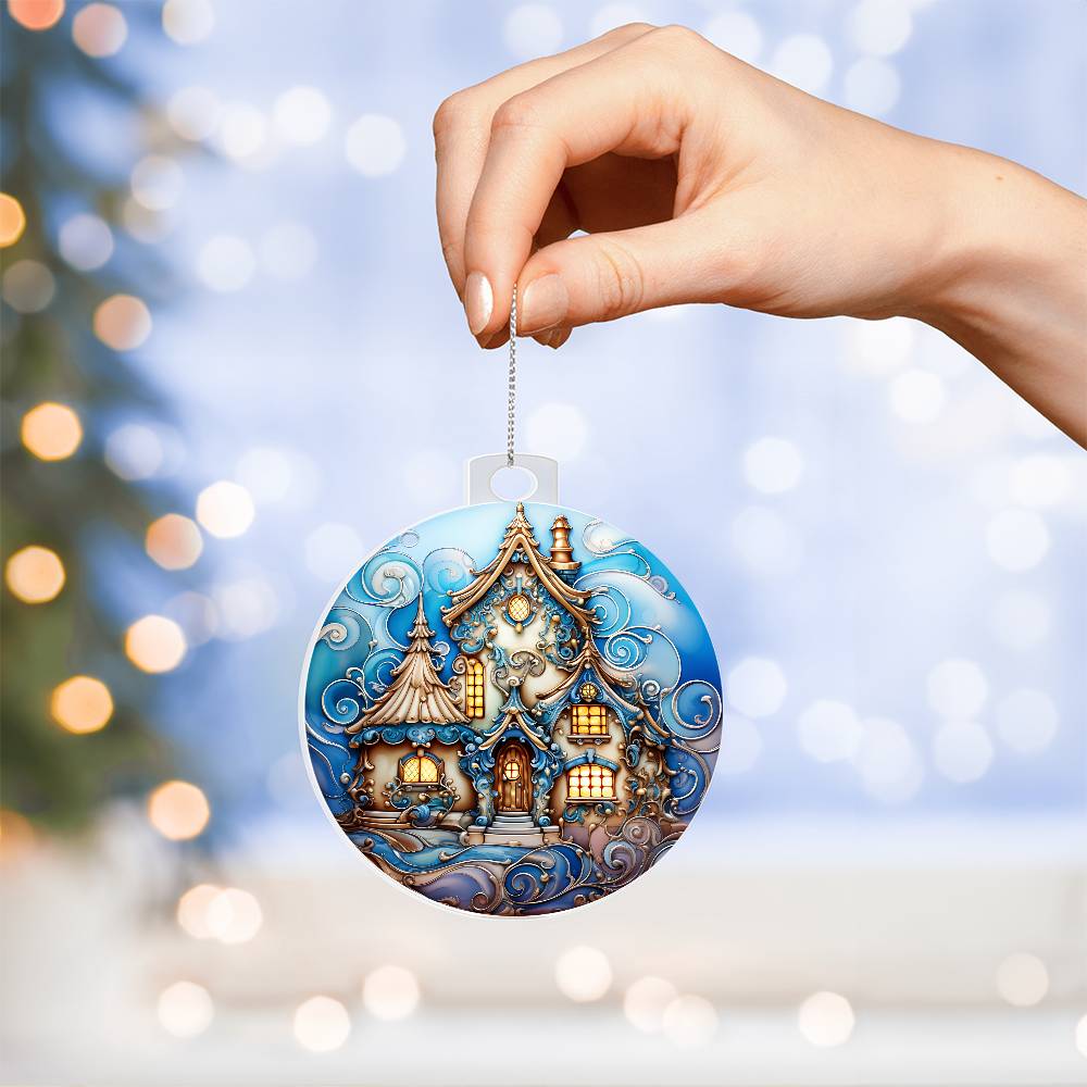 Beautiful Winter House - Christmas Ornament