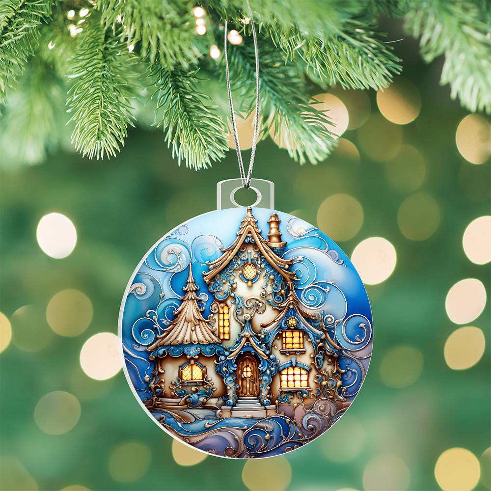 Beautiful Winter House - Christmas Ornament