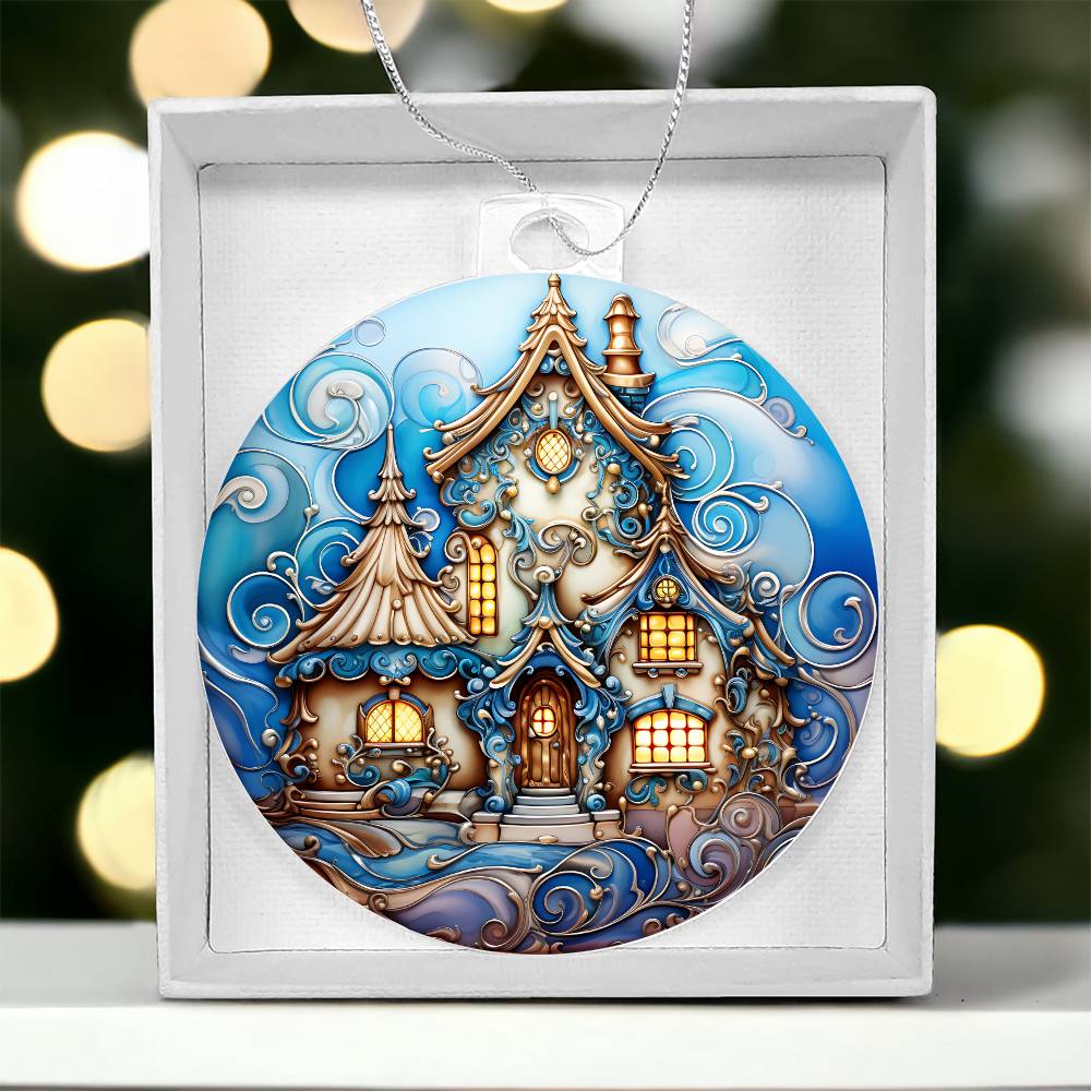 Beautiful Winter House - Christmas Ornament