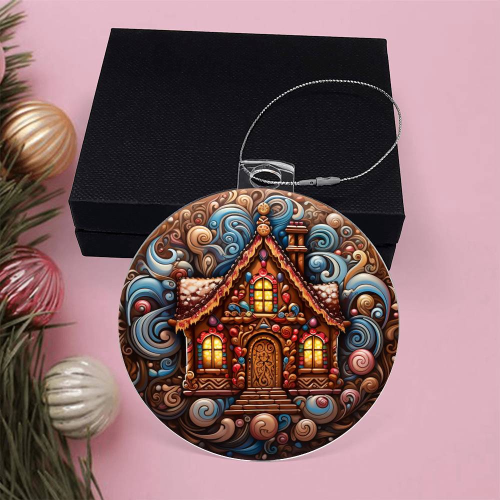 Candy Cottage - Acrylic Christmas Ornament