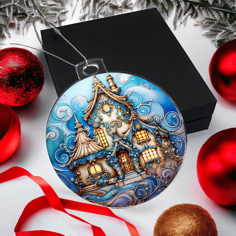 Beautiful Winter House - Christmas Ornament