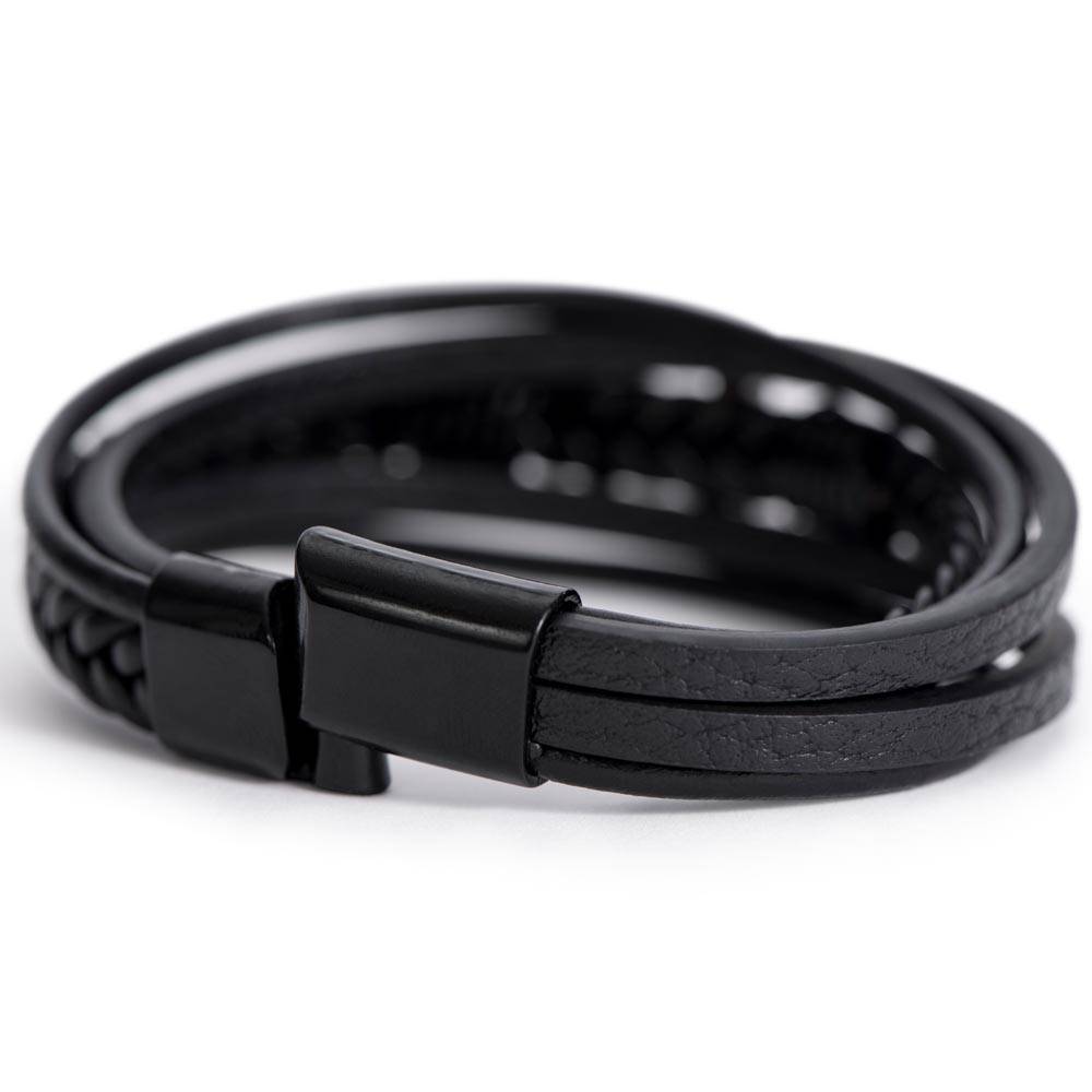 To My Husband - Men's Cross Leather Bracelet