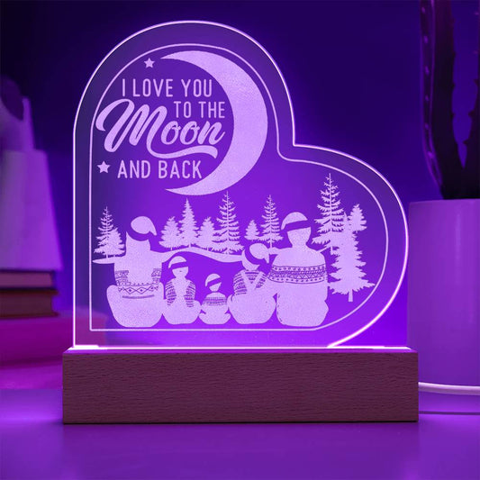 To The Moon And Back - Engraved Acrylic Heart Plaque