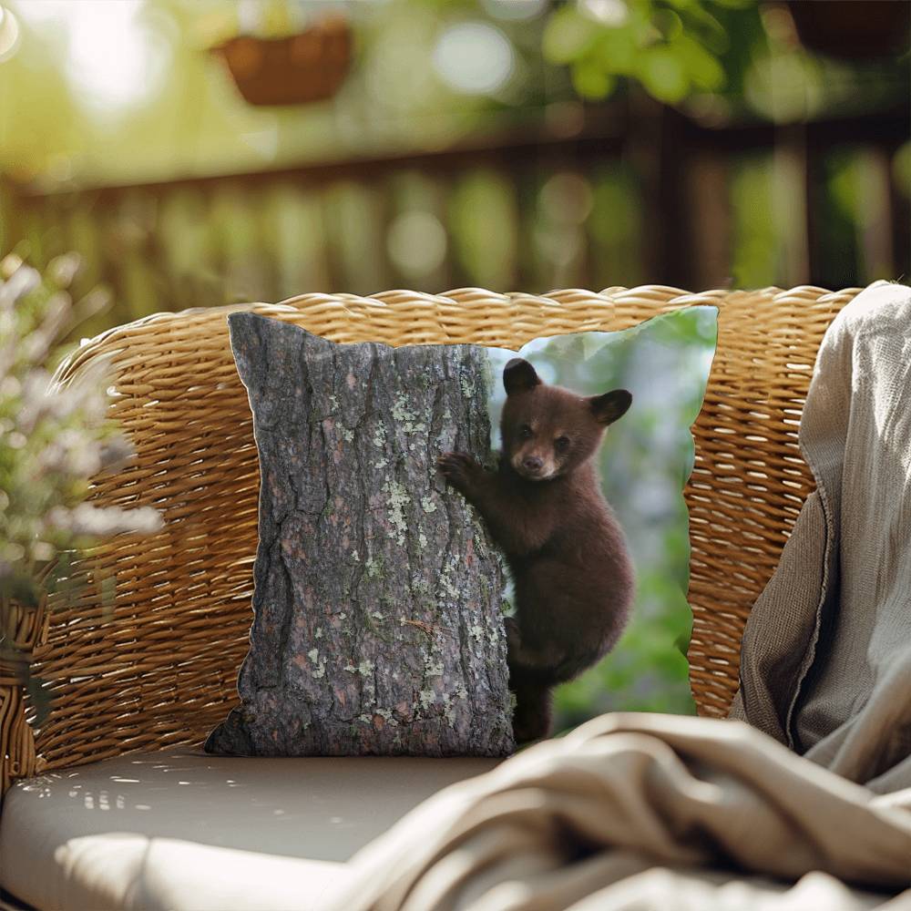 Baby Bear in Tree - Indoor/Outdoor Pillow