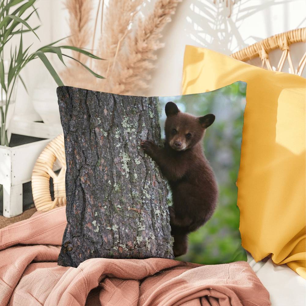 Baby Bear in Tree - Indoor/Outdoor Pillow