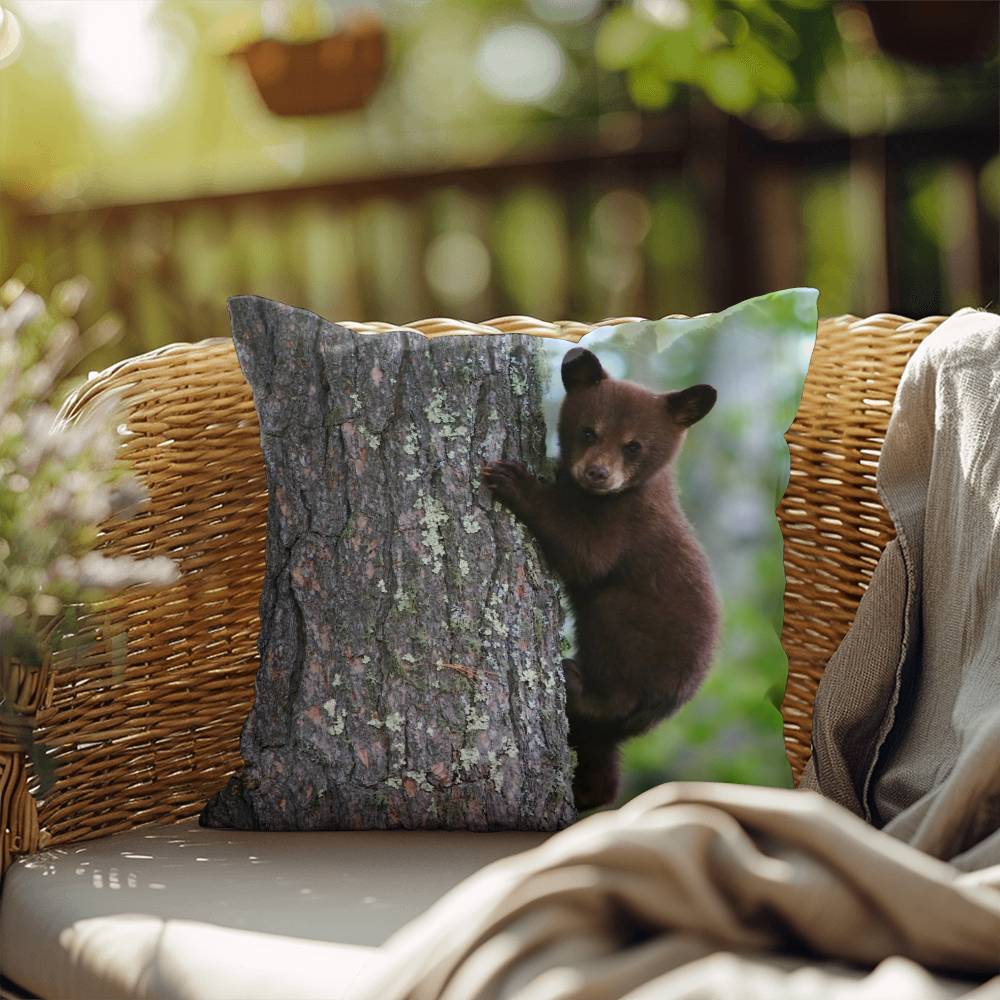 Baby Bear in Tree - Indoor/Outdoor Pillow