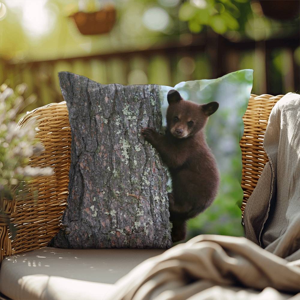 Baby Bear in Tree - Indoor/Outdoor Pillow