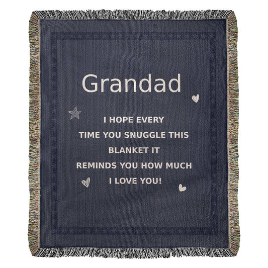 Grandad - I Love You - Heirloom Artwork Woven Blanket (Portrait)