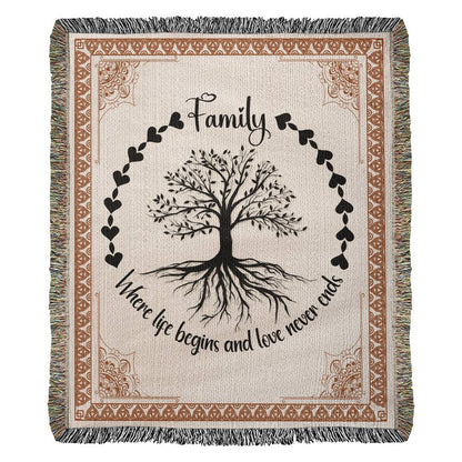 Family Never Ends - Heirloom Woven Blanket