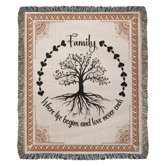 Family Never Ends - Heirloom Woven Blanket