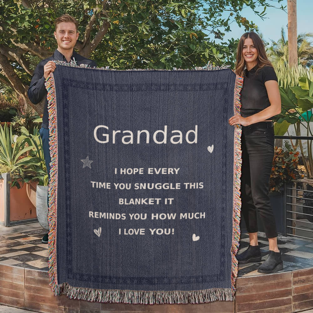 Grandad - I Love You - Heirloom Artwork Woven Blanket (Portrait)