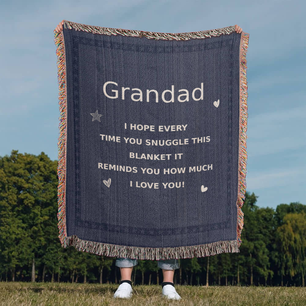 Grandad - I Love You - Heirloom Artwork Woven Blanket (Portrait)