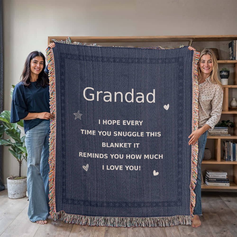 Grandad - I Love You - Heirloom Artwork Woven Blanket (Portrait)