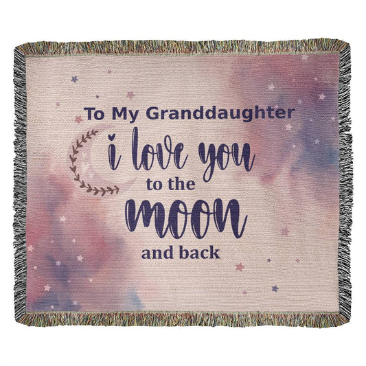 To My Granddaughter - I Love You - Heirloom Artwork Woven Blanket (Portrait)