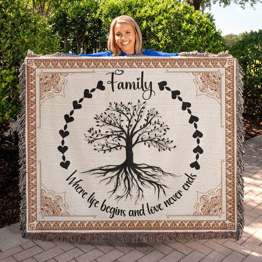 Family Never Ends - Heirloom Woven Blanket