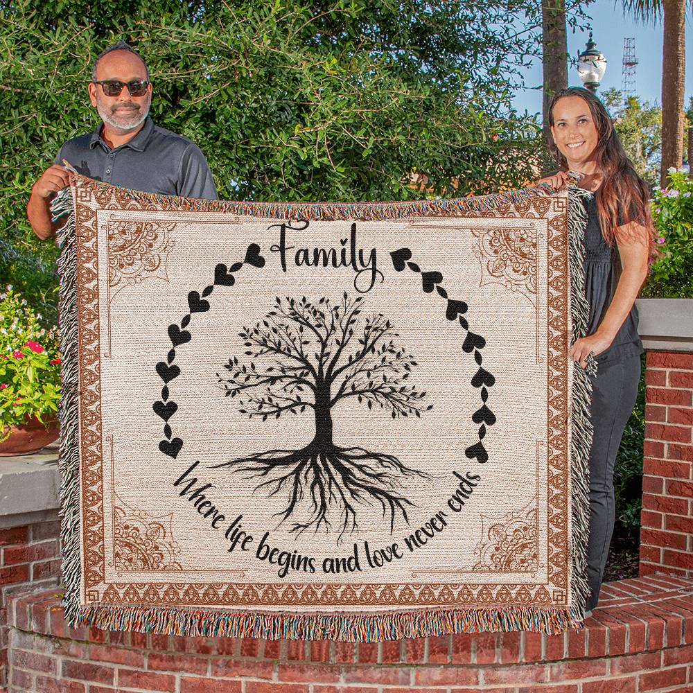 Family Never Ends - Heirloom Woven Blanket